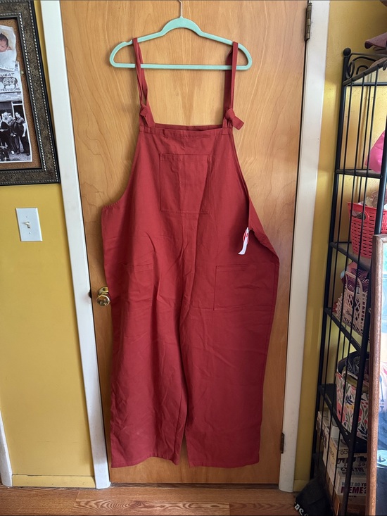 Cider Pants - Cider Brick Red Tie-Shoulder Wide-Leg Jumpsuit